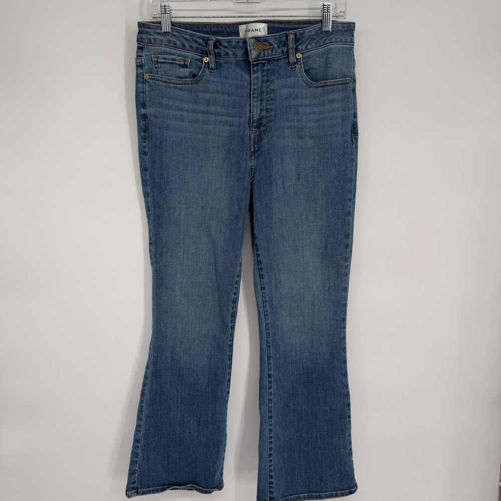 Frame Le Crop Mini Boot Jeans Womens 29 Disarm Medium Wash High Rise Cropped - Picture 1 of 8